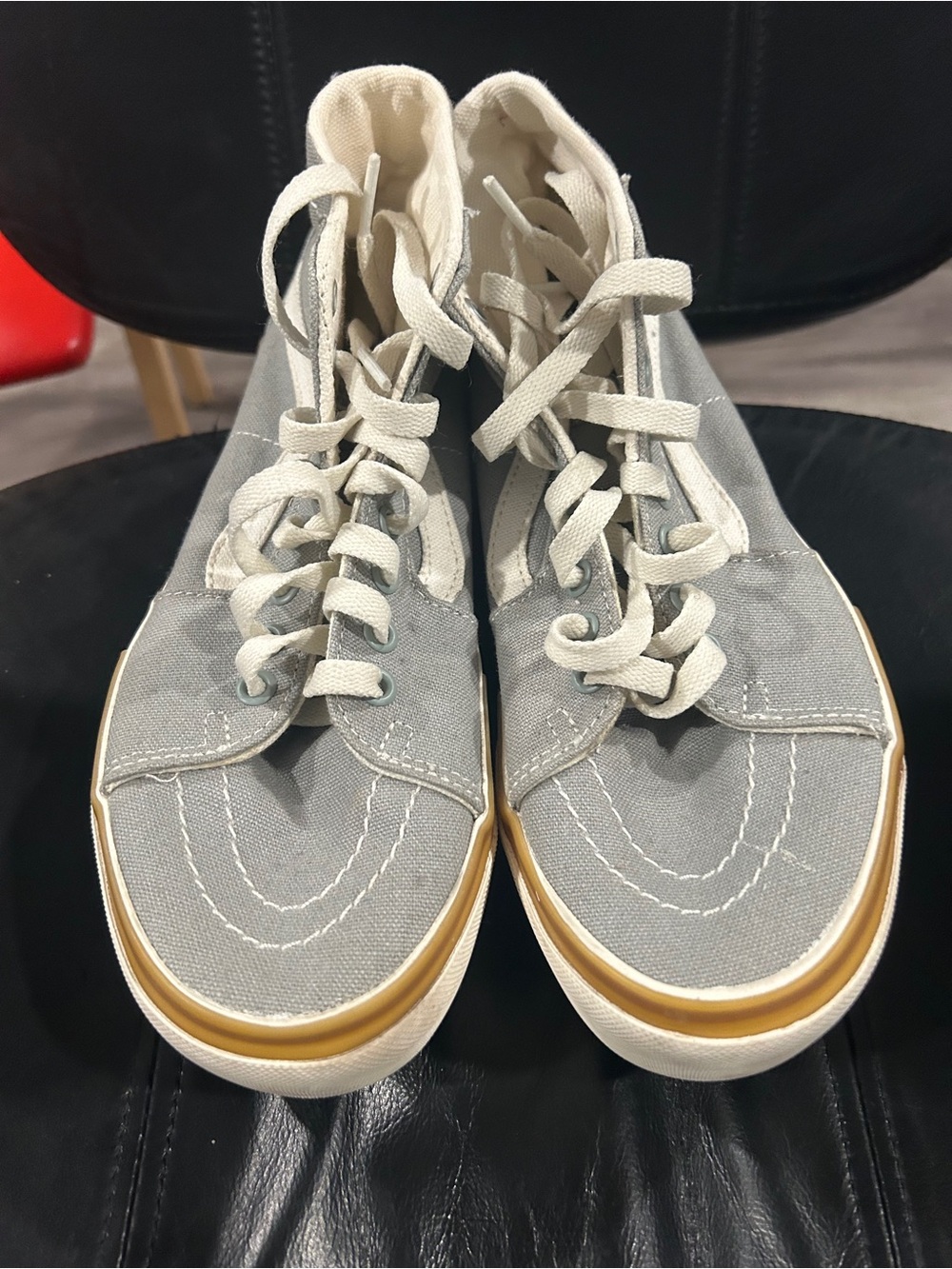 Vans Gray Canvas High-Top Sneakers with Cream Laces